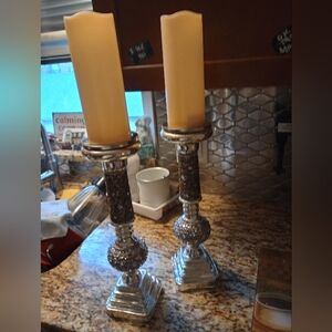 Sophisticated Silver Spiral Candle Holders